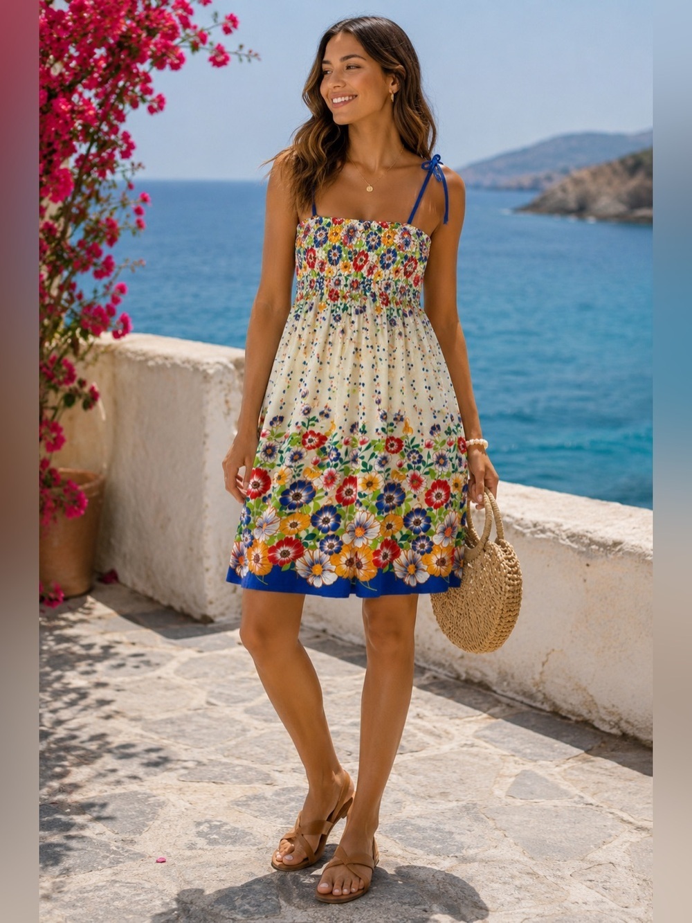 Source Unknown Multicolor Floral Mini Sundress Size S Beach Resortwear Summer